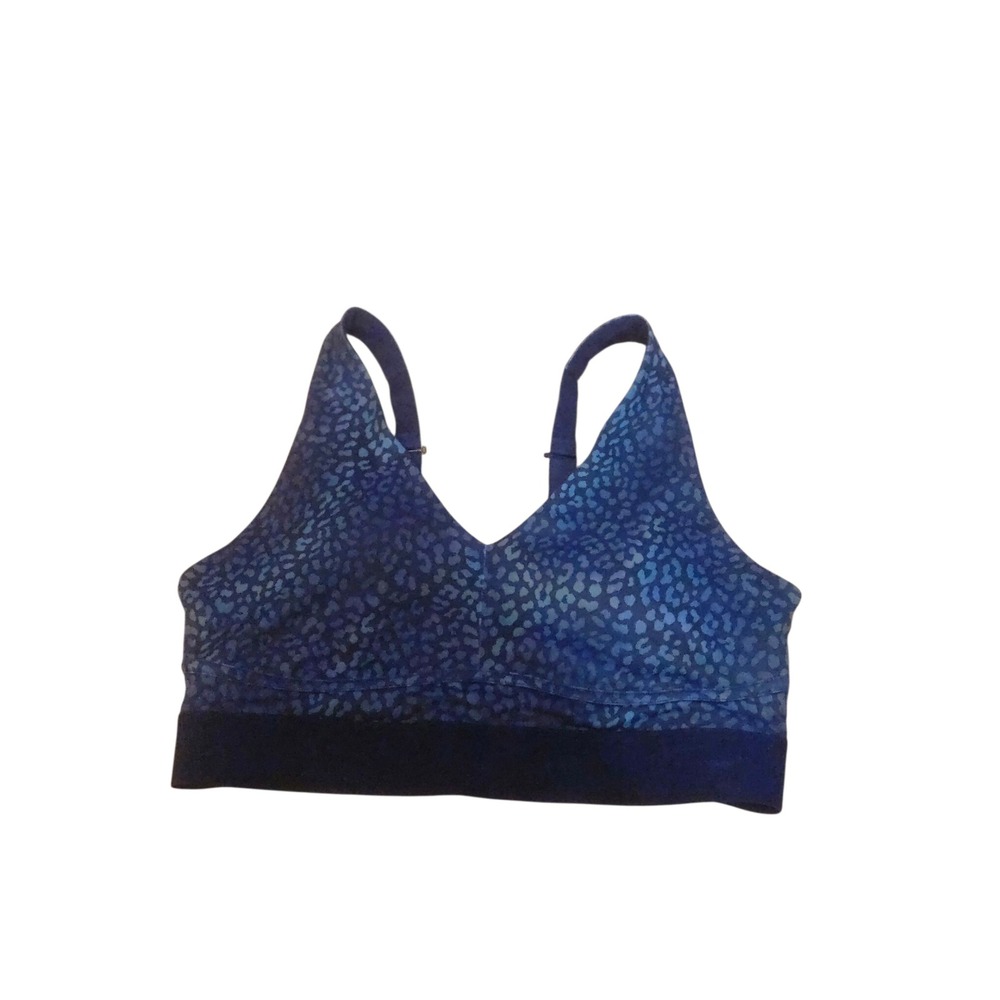 Fabletics All Day Every Day Bra XL Blue Leopard‎ Print Adjustable Straps